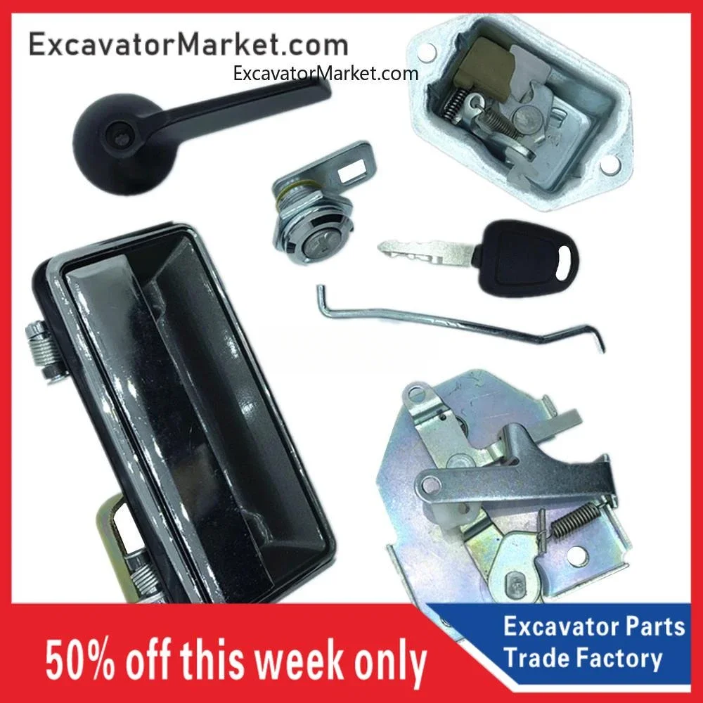 Замок дверной в сборе для кабины TAKEUCHI 175/150/160 внутренняя ручка внешняя замок