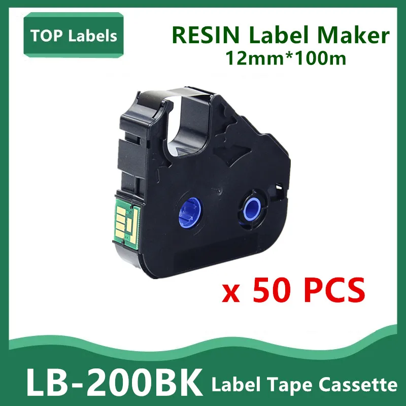 

50PK 12mm Label Ribbon LB200BK Labels Maker TAG For Canon MK1500/MK2100/MK2500 Printer PVC Casing Printing