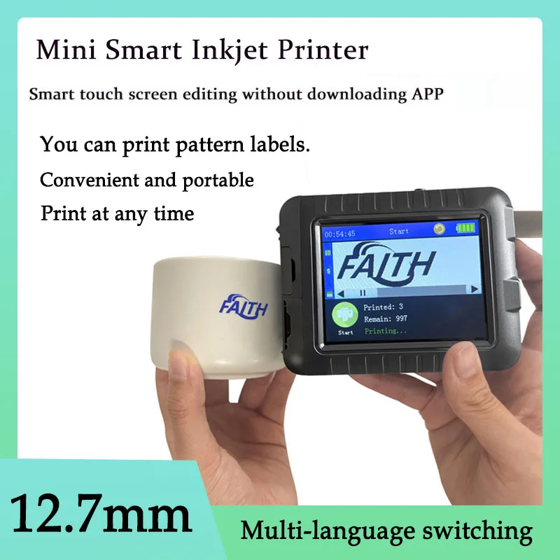 

12.7mm Multi-language Mini Intelligent Inkjet Printer Micro Logo Printer Production Date Food Packaging Bag Inkjet Printers