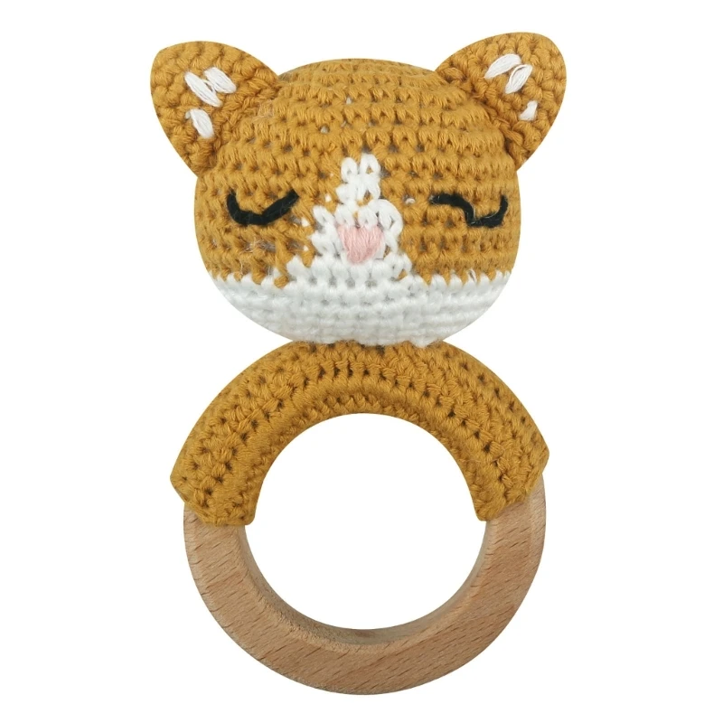 

Baby Teether Toy Animals Rattles for Kid Crochet Ring Babies Early Educational Toy for 0-3 Months Infant Boy Girl