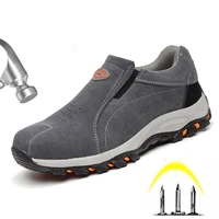 brand plus size 39 46 steel toecap women men work safety boots genuine leather steel mid sole man woman shoes