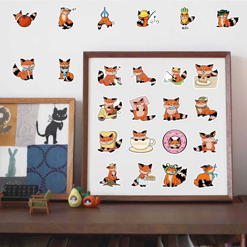 10/30/60 шт. Кавайные наклейки с животными в виде лисенка милые мультяшные