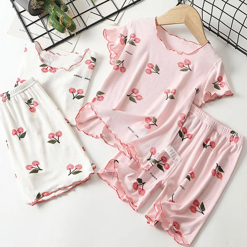 Girls Pajamas Sets Summer 2022 Children's Sleepwear Ice Silk Pijamas for Kids Breathable Baby Clothing Set Toddler underwear