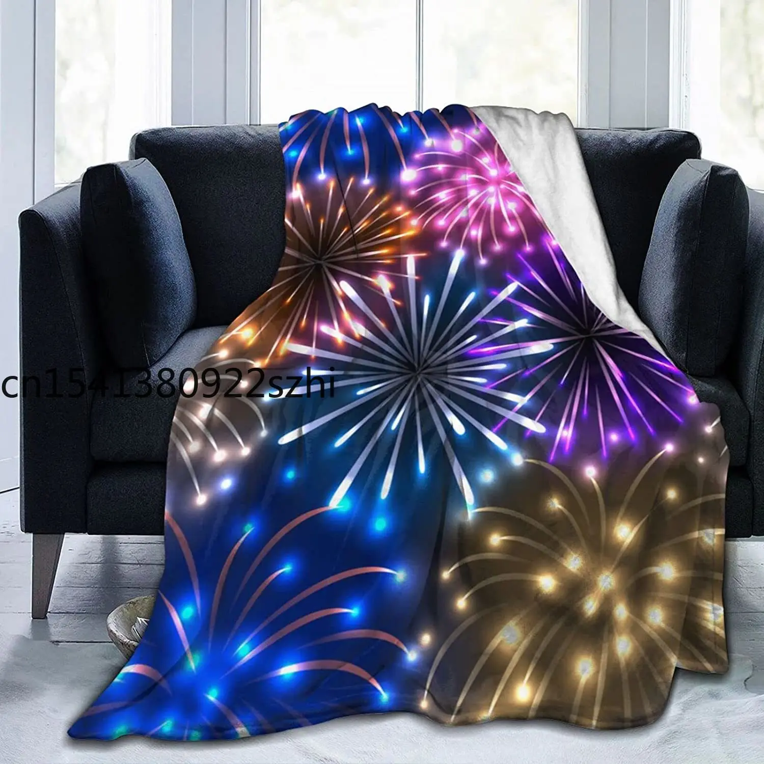 

Рисунок с красочными фейерверками, искусственное одеяло для кровати, декоративное для дома, дивана, гостиной