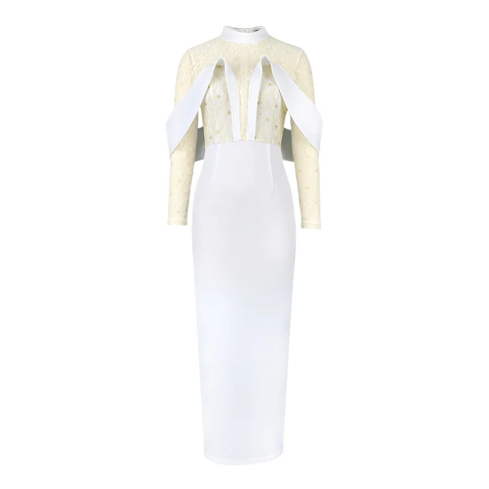 EOENKKY Plus Size Fashion Temperament Skirt Splicing Mesh Wrap Hip Slim Dress Exotic Apparel Wholesale Dropshiping Customize