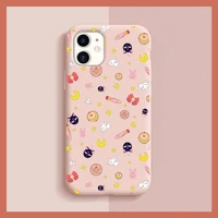 banndai sailor moon phone case for iphone 11 12 13 mini pro xs max 8 7 6 6s plus x xr solid candy color case