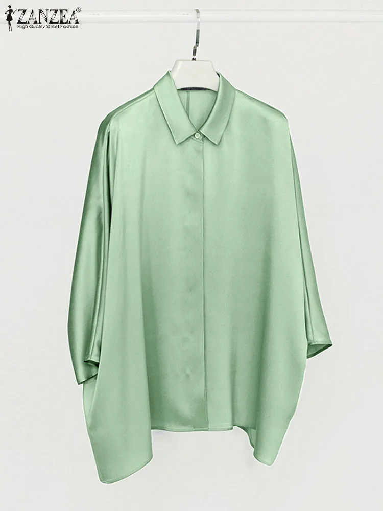 

Блузка Женская атласная с отложным воротником и длинным рукавом