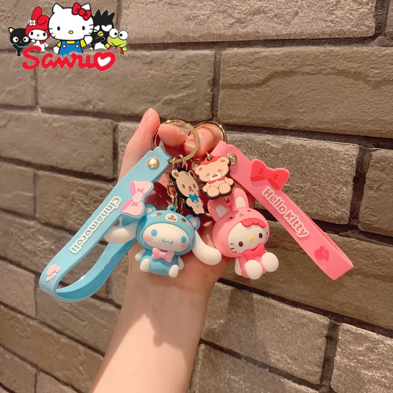 

Sanrio Melody Kuromi Hello Kitty Cinnamoroll Pochacco Cute Keychain Cinnamon Doll Cartoon Backpack Pendant School Bag Pendant