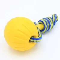 pet ball toy with rope interactive dog toys pet dog training chew toys tooth cleaning indestructible solid core eva elastic ball