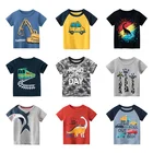 Футболка с изображением динозавра для мальчиков, Детская Хлопковая футболка с рисунком, осенняя одежда для мальчиков