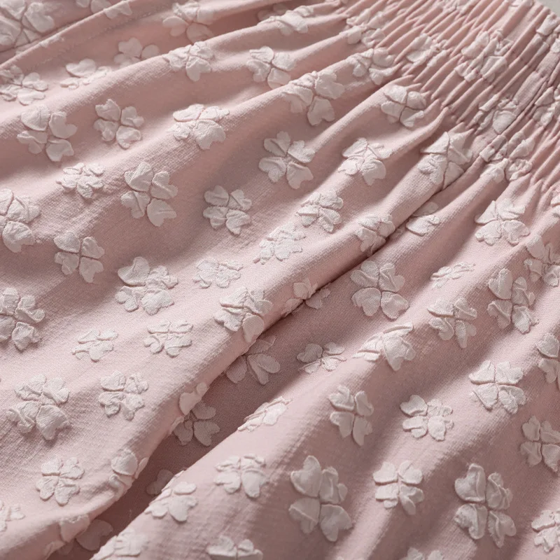 Women Shorts New Summer High Waist Jacquard Short Pants A-line Elastic Waist Wide Leg Korean Fashion Thin Casual Sport Shorts