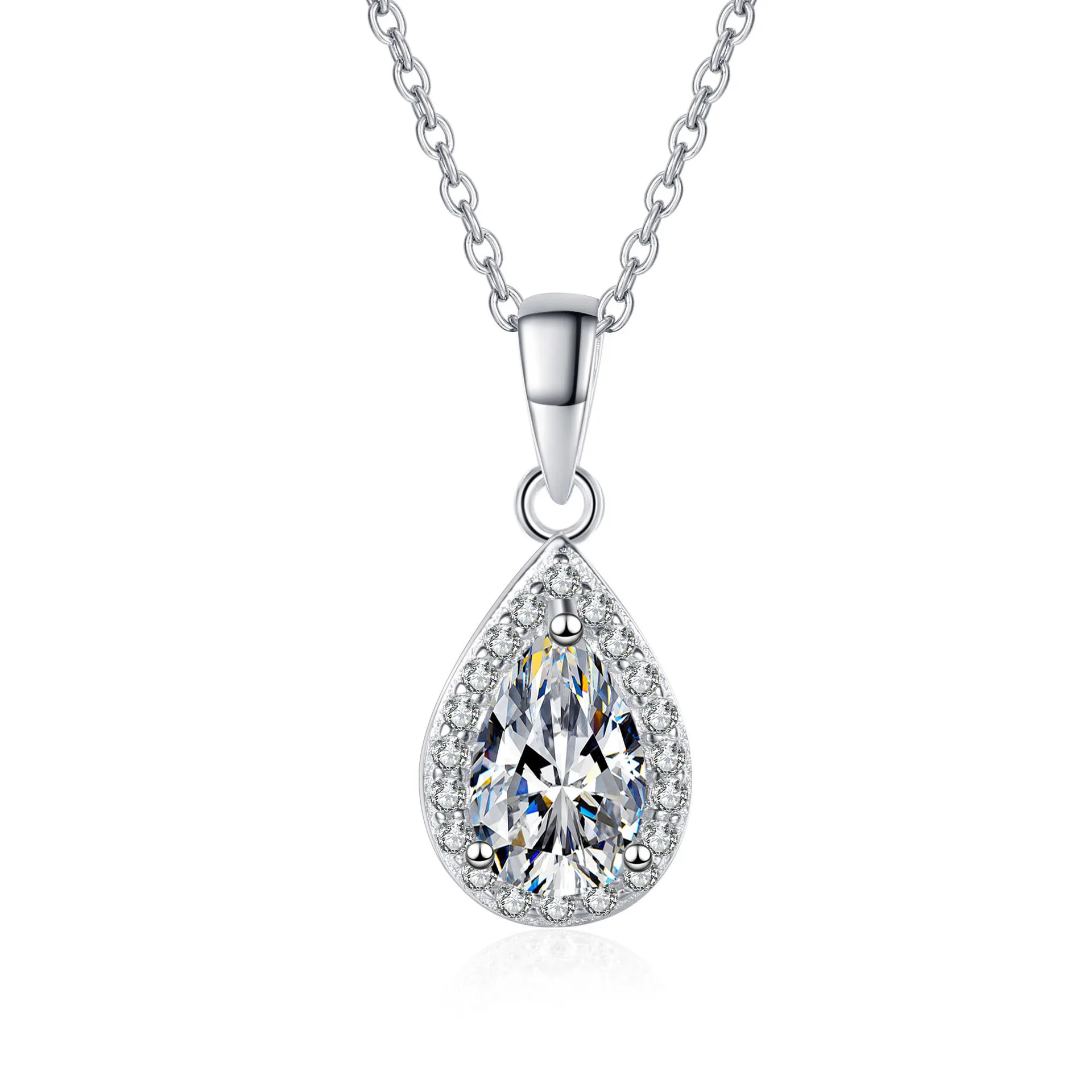 

Aisne Real VVS1 D Color 1ct Moissanite Pendant Necklace For Women 100% 925 Sterling Silver Wedding Party Bridal Fine Jewelry