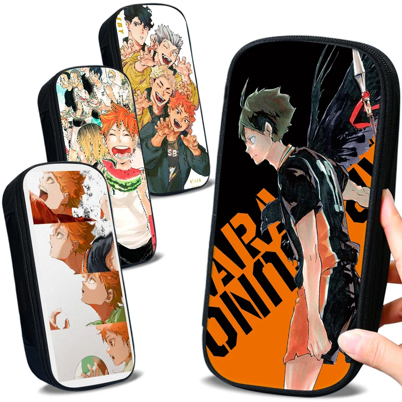 

21cm X 10cm Haikyuu!! Pencil Cases Bags Japanese Anime Character Shoyo New Tobio Kageyama Canvas Student Stationery Storage