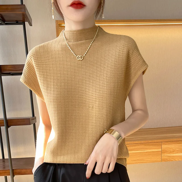Summer Female T-shirts Short Sleeve Women O-neck Solid Color Fashion Women's Clothing Tee Mock Neck Casual Soft T Shirt Oversize