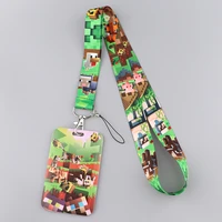 pixel game funny neck strap lanyards for keys keychain badge holder id credit card pass hang rope lariat accessories