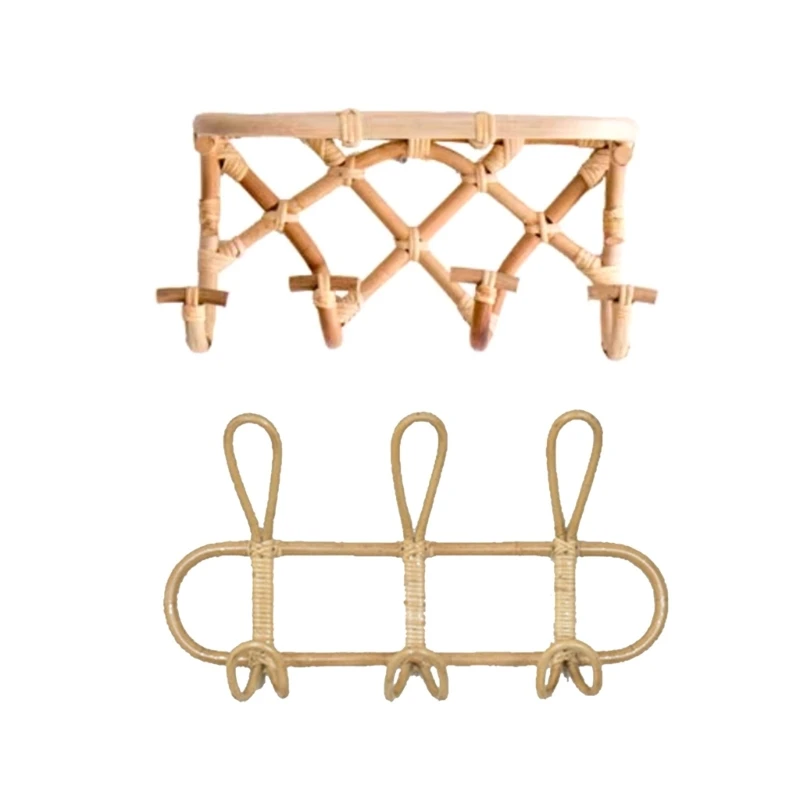 

Rattan Wall Hooks Hanging Rack for KEY Clothes Hat Coat Storage Home Decorations