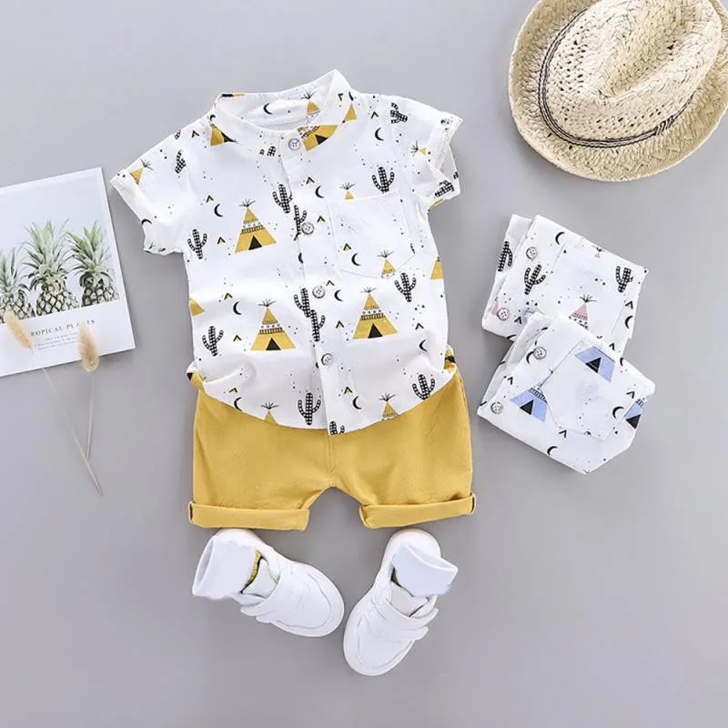 

Summer Baby Clothes Boys Kids Girls Print Short Sleeve Tops Shorts Suit Toddler Children Outfits Set