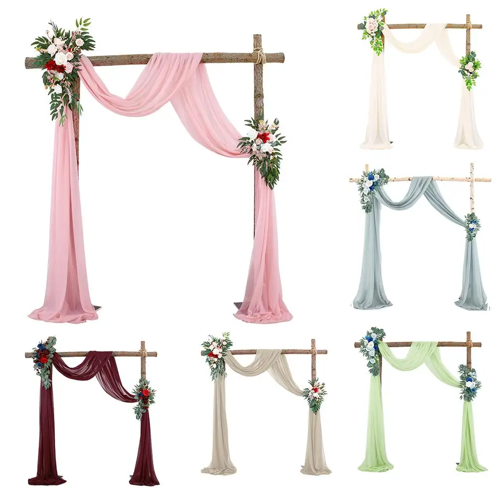 

Outdoor Tulle Curtain Wedding Arch Hanging Drape Fabric Gauze Curtain Photo Photography For Party Wedding Decoration