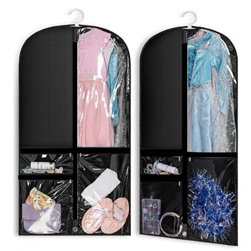

Clear PVC Waterproof Costume Dance Garment Bag For Dancers with 3 Clear Zipper Pockets for Suits Dress Cover Travel Competitions
