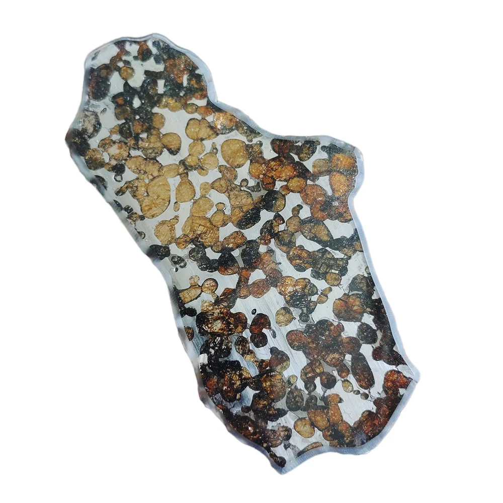 

78,1 г, натуральный материал метеорита Seymchan Pallasite, нарезанные ломтики оливкового метеорита, коллекция образцов-QA277