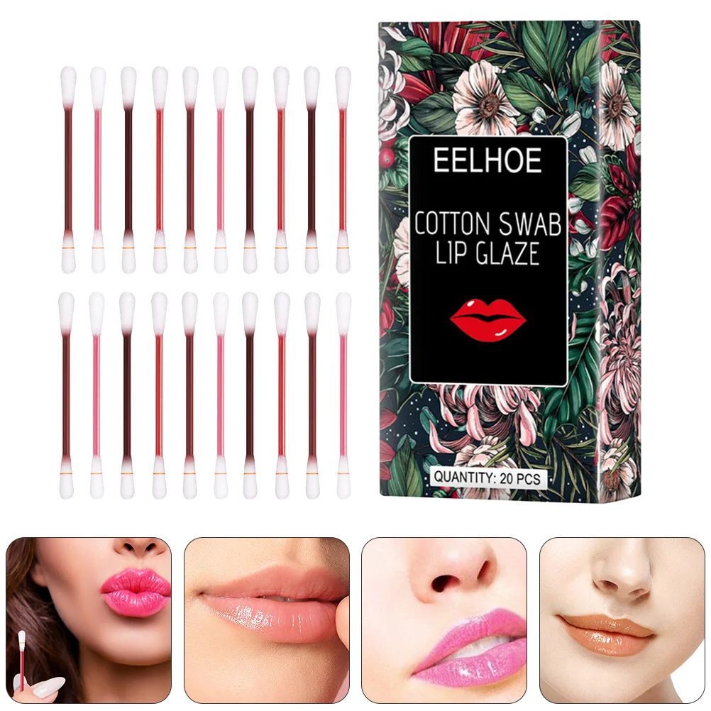 

20 шт., хлопковая помада, портативные прочные креативные ватные палочки, блеск для губ, инструменты для макияжа