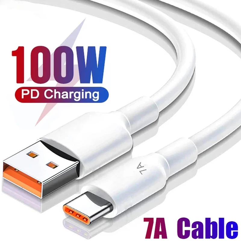 

7A Type C USB Cable Super-Fast Charging Cable Fast Charge USB Charger Cables Data Cord Wire Line for Huawei Xiaomi Samsung S22