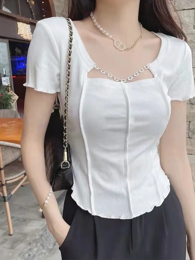 

Summer Women T Shirt Girls Oversize T-Shirt Woman Clothes Tops Cotton Tshirt Female Short Sleeve Spring Tee Sexy Y2k Top White