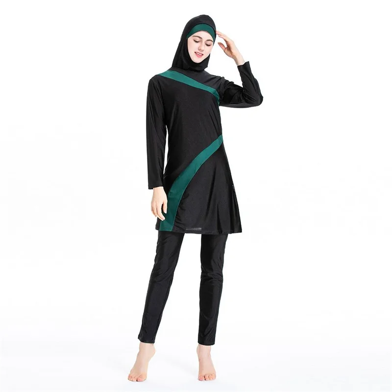 New Ladies Slim Color Matching Muslim Swimsuit Set Of Three