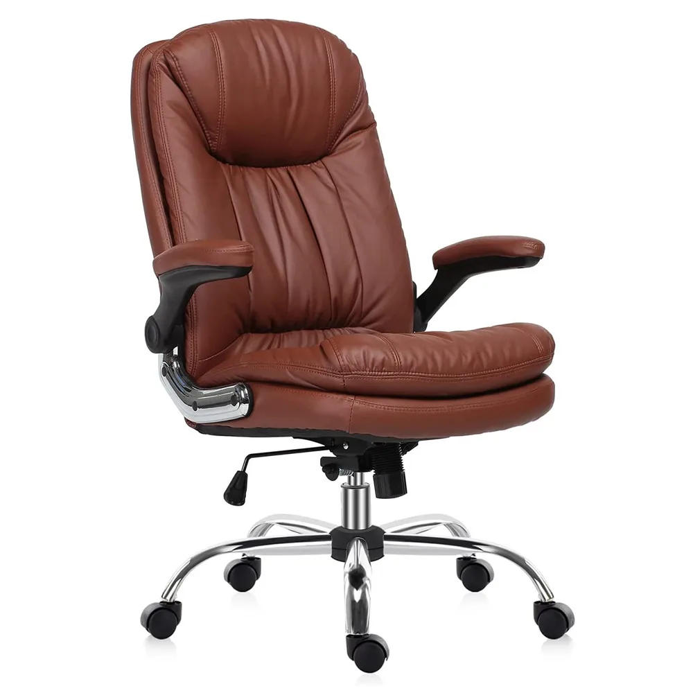 

Yamasoro Ergonomic Computer chair Leather High-Back Desk Chair Swivel Rocking Chair with Flip up armchair