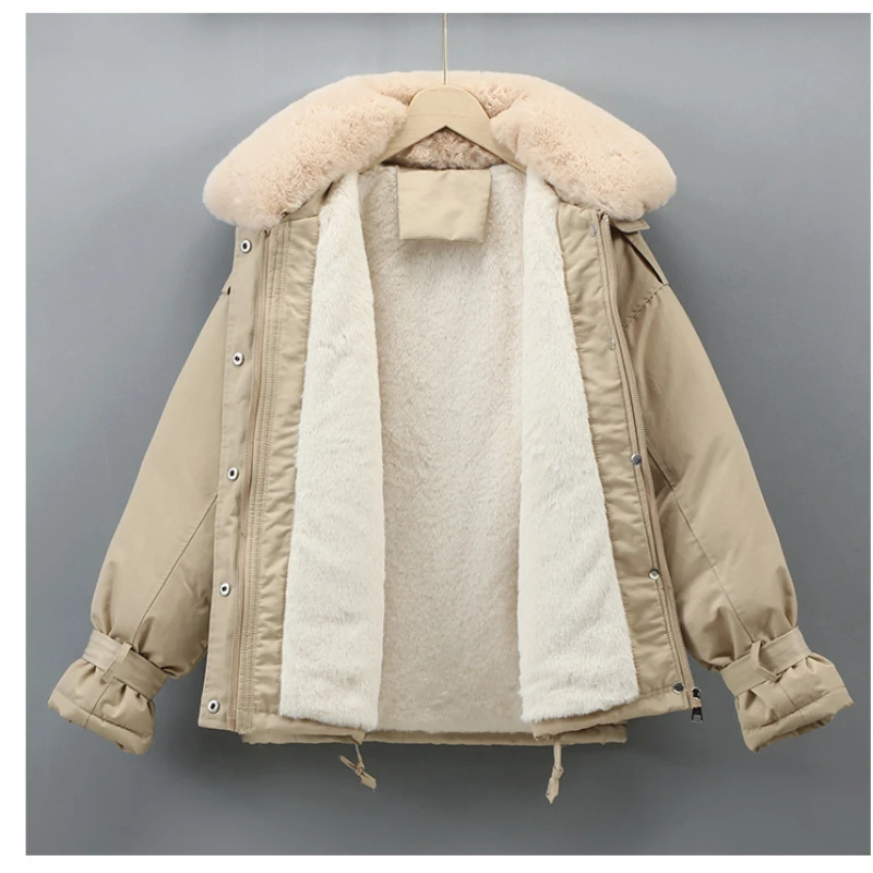 2023 women's casual winter fur white duck down coat casual loose ladies parker short jacket ladies warm loose snow jacket women