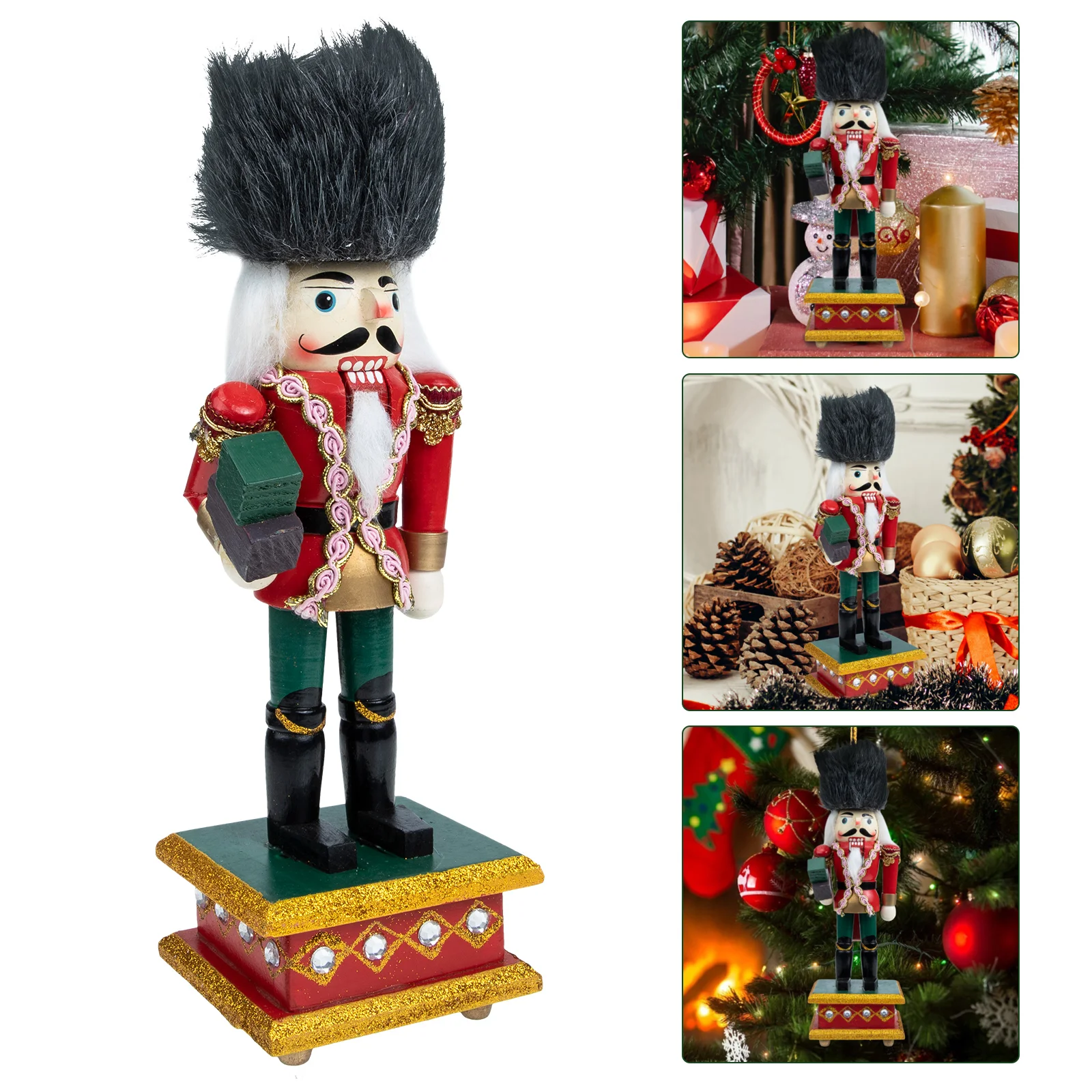 

Nutcracker Christmas Craft Decoration Decor Desktop Nutcrackers Figures Tabletop Wooden Decorations Ornament Holiday Figure