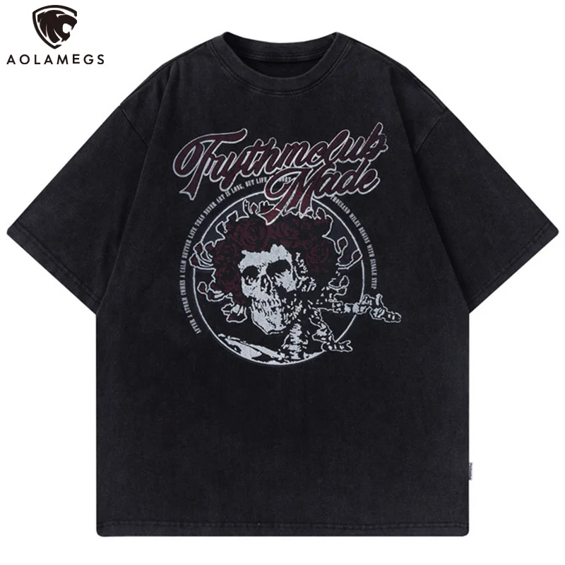 

Aolamegs Мужская футболка большого размера с абстрактным размытым силуэтом и графическим принтом, летняя свободная футболка в стиле хип-хоп, по...