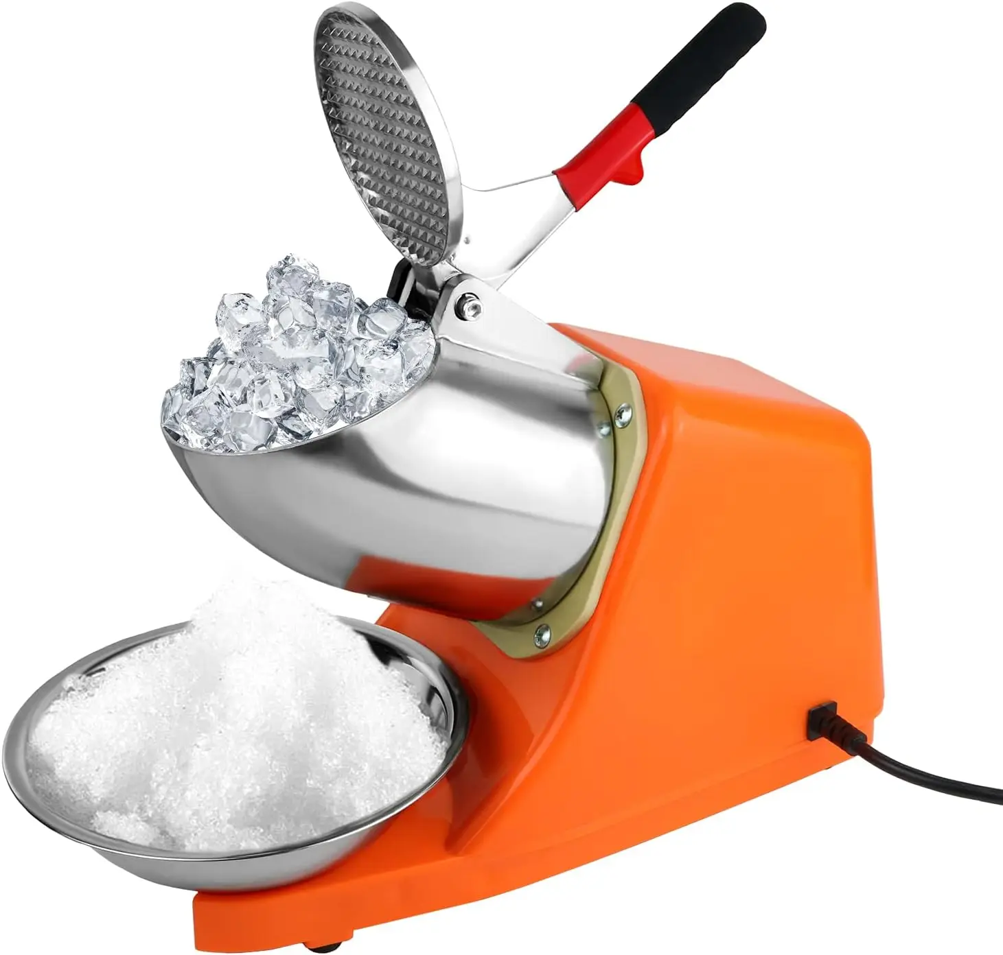 

Crusher with Dual Blades,300W Ice Shaver Machine (176lbs/80kg Per Hour,2200rpm) with Cover and Bowl 110V Snow Cone Maker for S
