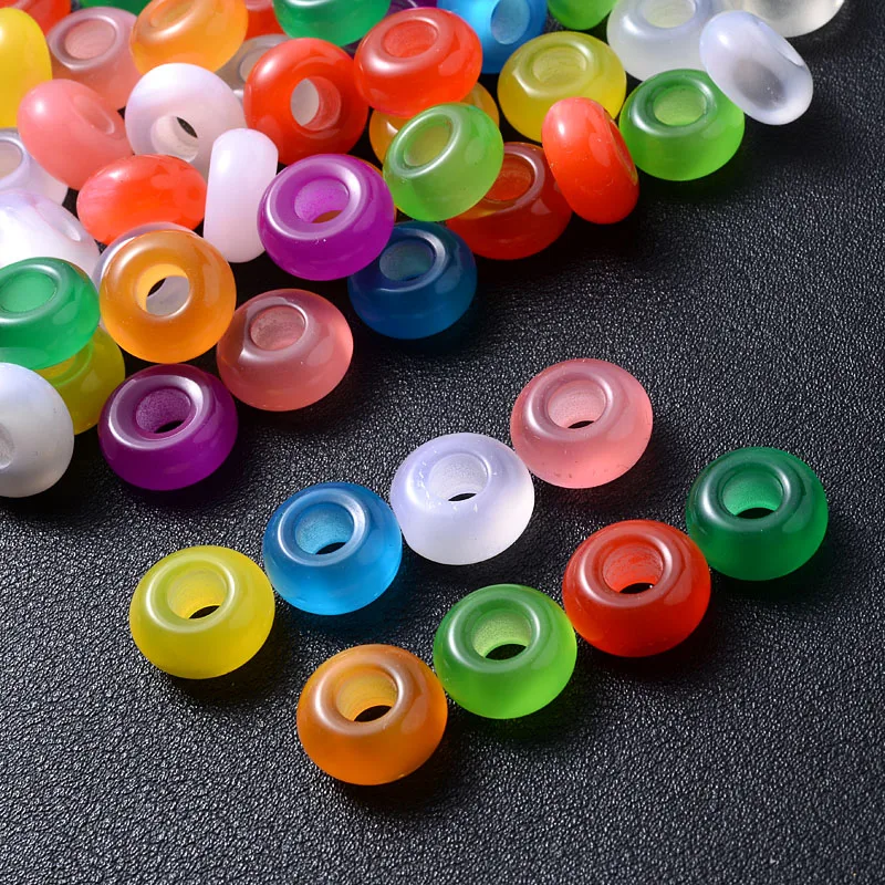 Круглые плоские бусины из смолы с большими отверстиями россыпью насыпью для