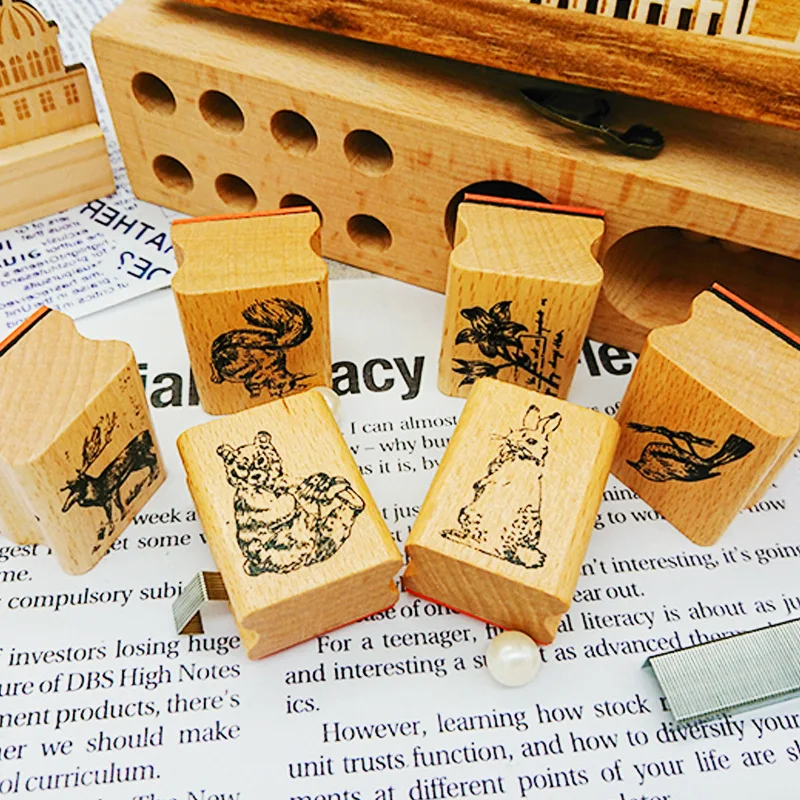 

Cute Forest Animals Wooden Rubber Stamps for Scrapbooking Handmade Card Diy Stamp Photo Album Craft