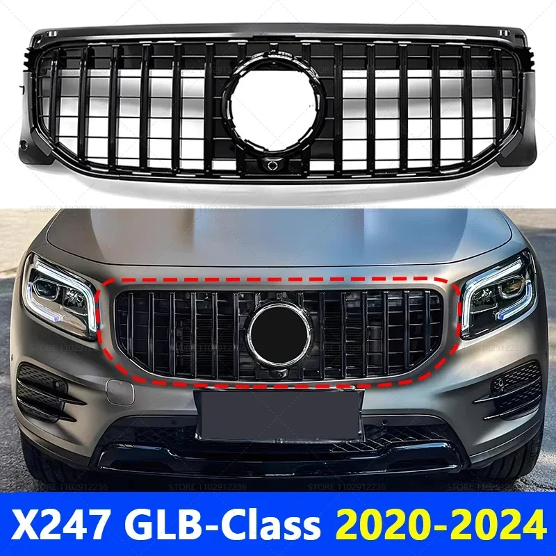 

Для 2020-2023 X247 GLB-Класс Mercedes Benz GLB180 GLB200 GLB250 GT Стиль Серебристый Черный Верхний Бампер Капот Сетка Передняя Решетка Решетка