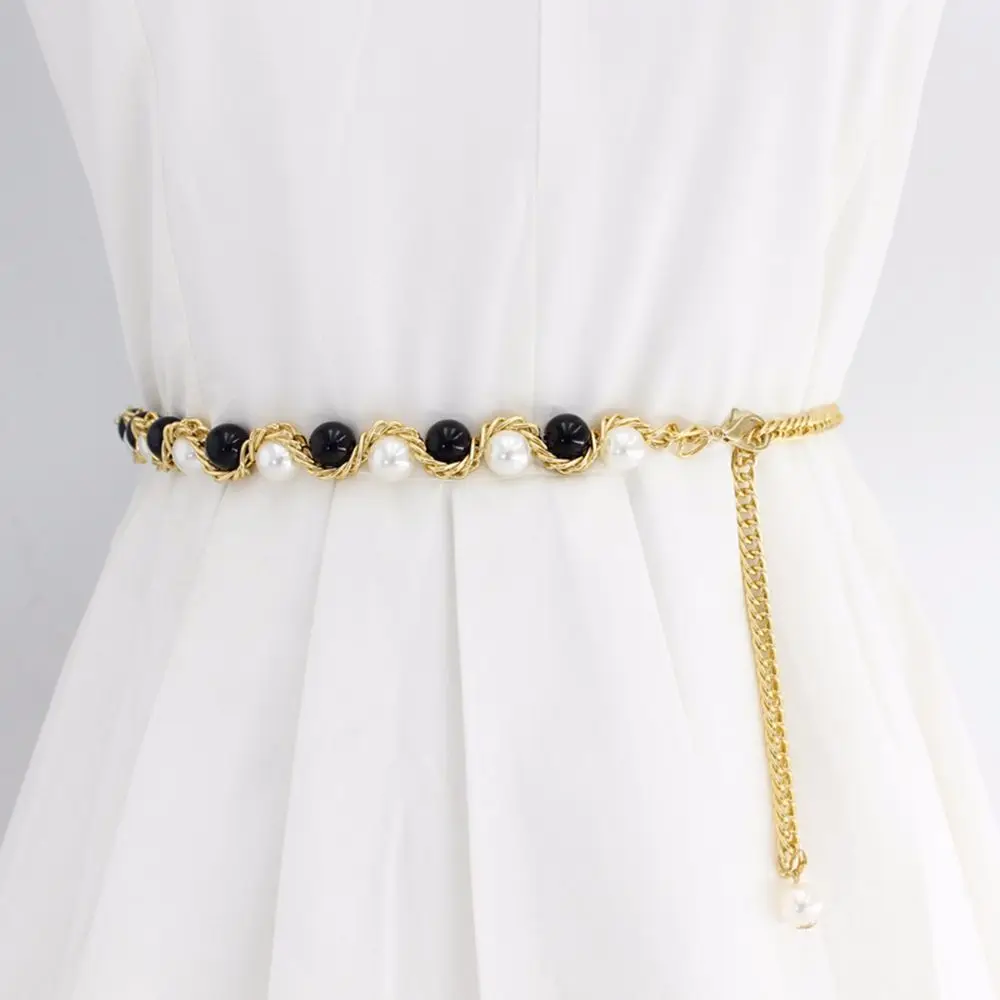

Sweet Adjustable Alloy Korean Female Exquisite Waistband Belt accessories Pearl Waist Belt Waist Chain