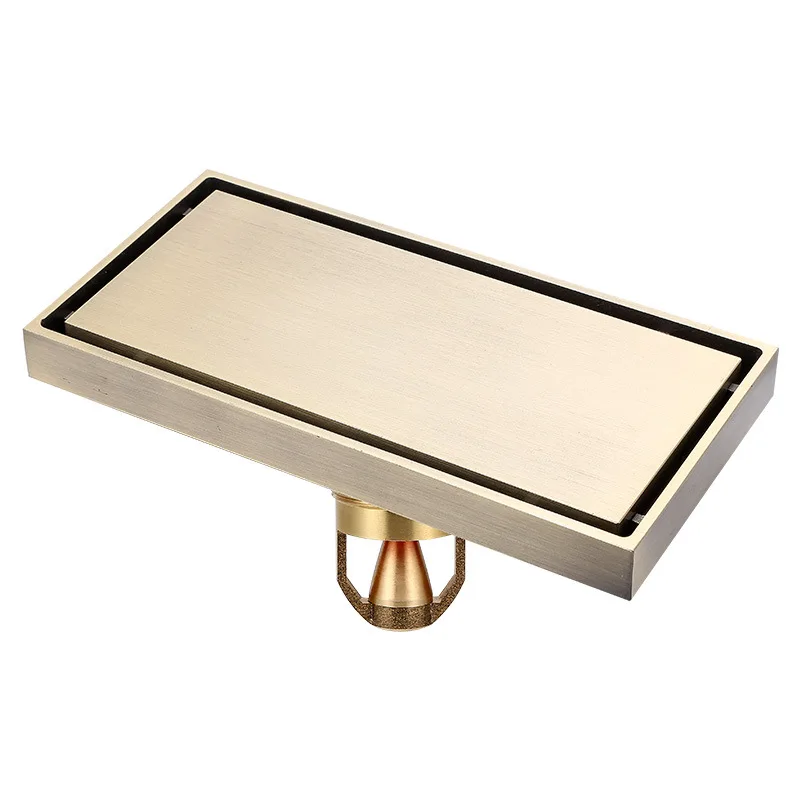 

Invisible Bathroom Floor Drain Rectangular All Copper Anti-Odor Drainage Home Decoration Thickening Shower Drain 10X20cm Bathroo