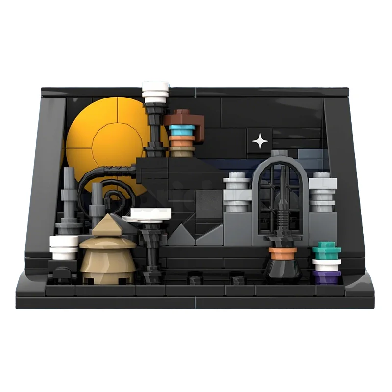 Фото 223 шт. MOC Microscale «Кошмар перед Рождеством» 2-в-1 Диорама с холмом, модель из строительных блоков, рождественские подарки, игрушки №1