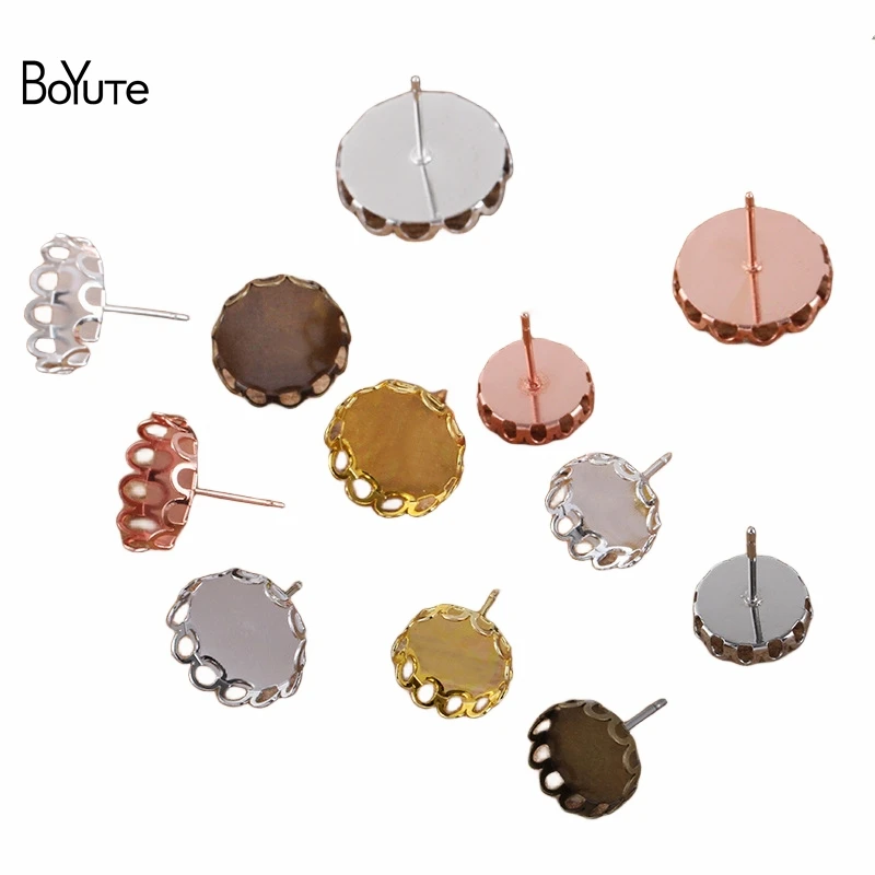 

BoYuTe (100 Pieces/Lot) Fit 10-12-14-16MM Cabochon Blank Earring Base Diy Earring Settings Handmade Jewelry Materials