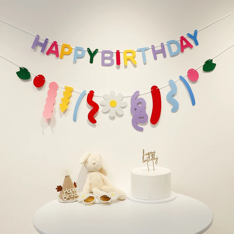 

Smiling Daisy Pull Flag Balloon Pull Flower Baby Birthday Party Layout Background Wall Decoration Birthday Banner