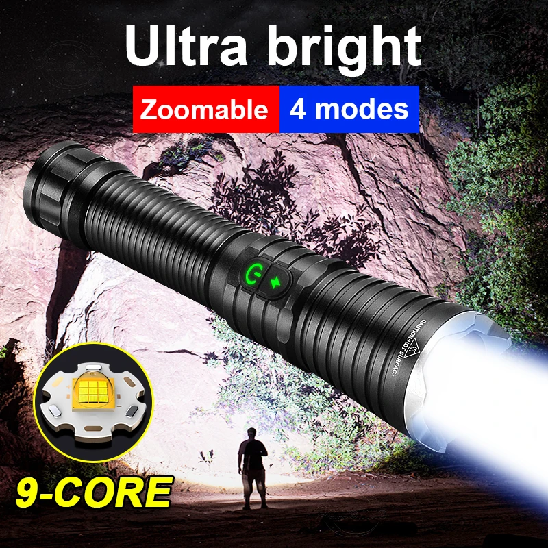 

Новый мощный яркий фонарик XHP160 18650 лм, перезаряжаемый от USB фонарик XHP90, мощсветильник светодиодный фонарик, уличная лампа для кемпинга