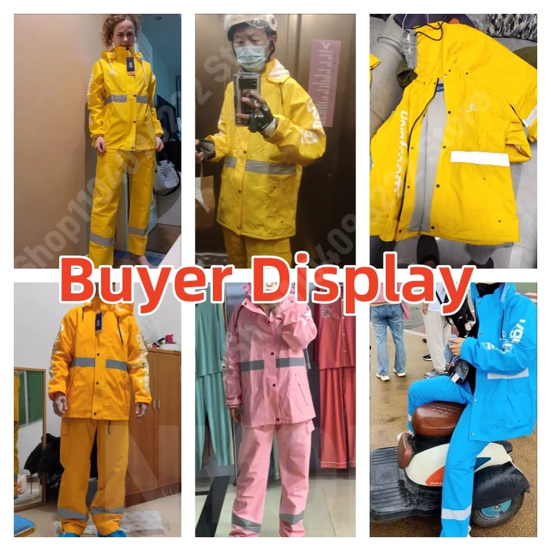 Фото Motorcycle Riding Raincoat Suit Plush Style Raincoat Rainpants Rainstorm Proof Suit Outdoor Fishing Long Full-length Raincoat №2