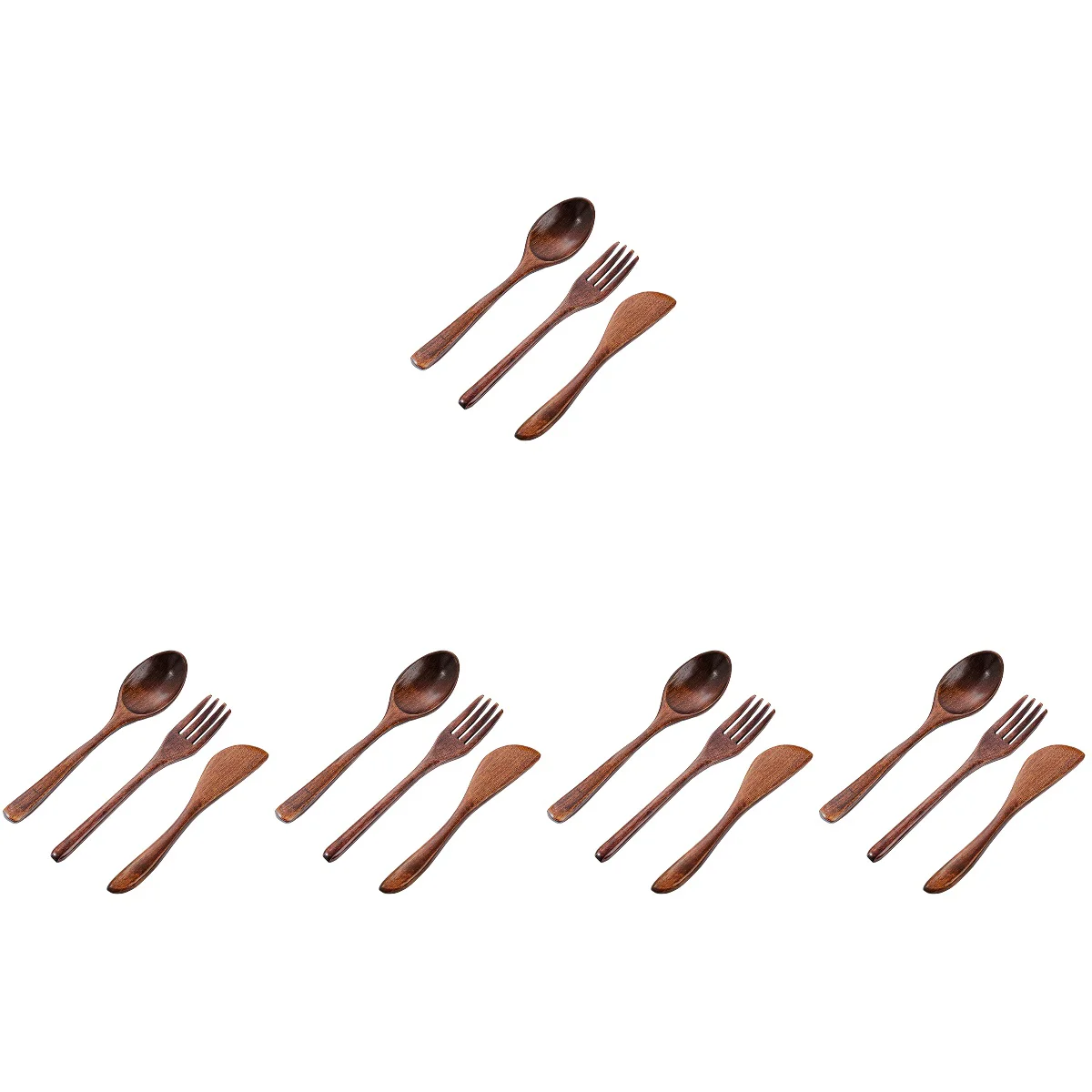

5 Sets Wooden Tableware Kit Spoon Fork Kit No Travel Cutlery Kit