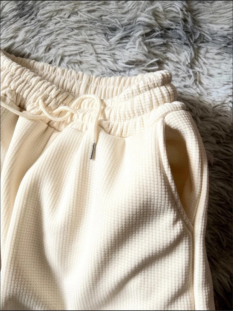 Зимние мешковатые спортивные штаны на подкладке из овечьей шерсти шнуровке с