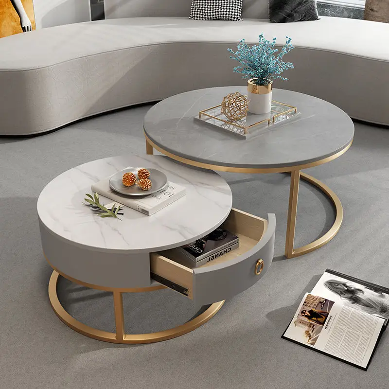 

Italian Rock Board Coffee Table Table Living Room Home Simple Nordic Round Coffee Table Luxury Modern Furniture Console HY