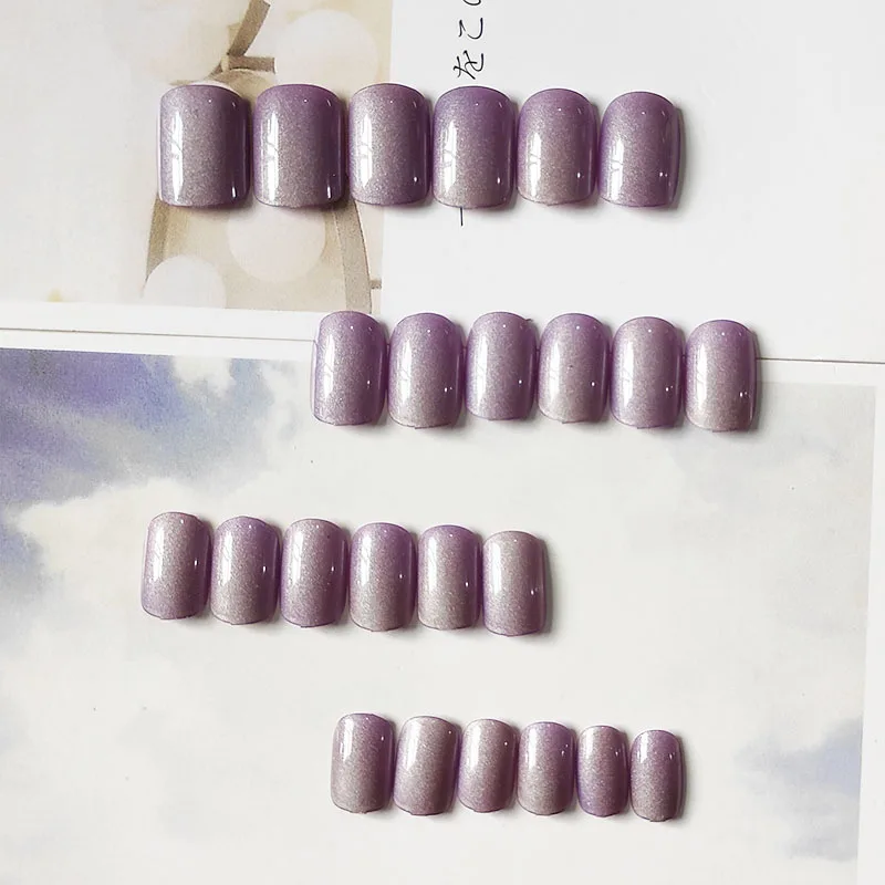 

Новинка 2021, 24 шт., фиолетовые накладки для ногтей Таро, тип клея, съемный короткий абзац, модный короткий абзац, 24 шт., накладные ногти