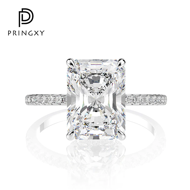 

PRINGXY New Topaz Cubic Zirconia Ring Rectangular Fashion Luxury Yellow Pink Diamond Dinner Wedding Fine Jewelry Birthday Gift