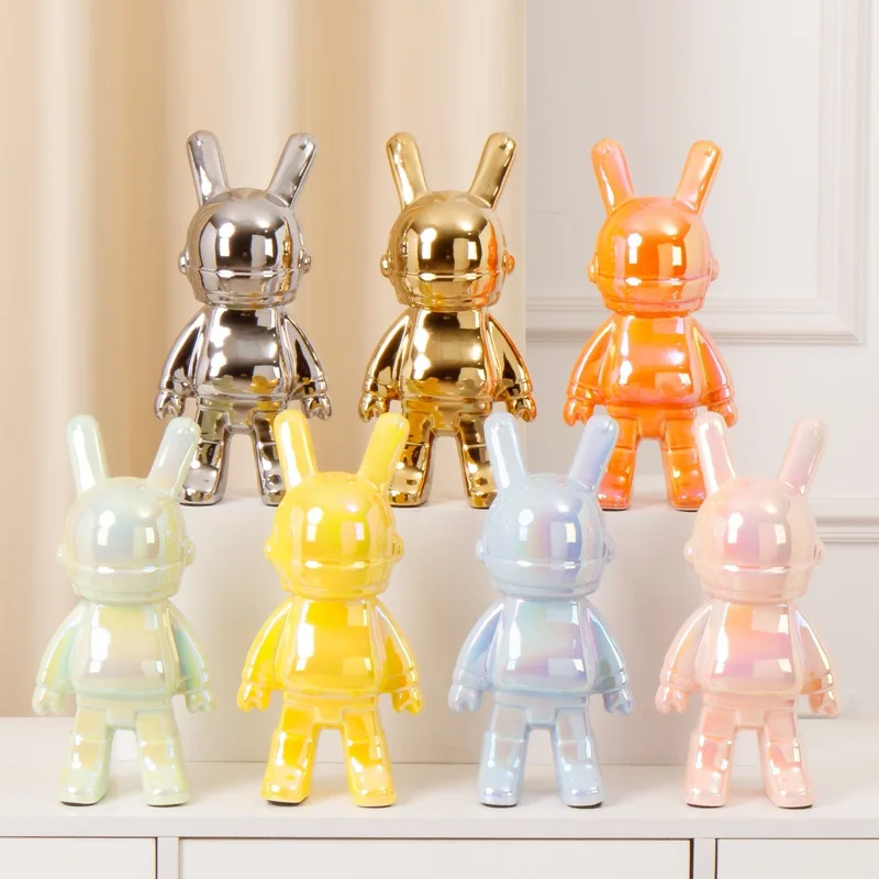 

Robbi керамические копилки в виде кролика, роскошное покрытие, настольное украшение, мультяшная копилка для монет, бумажных денег, сейф, детск...