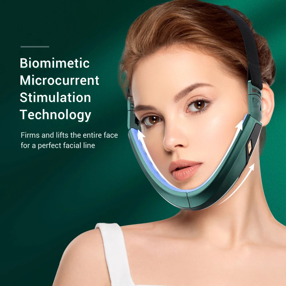 

Microcurrent Face Lift Devices Photon Red Blue Light Therapy Face Slimming Vibration Massager With TENS Pulse Massage